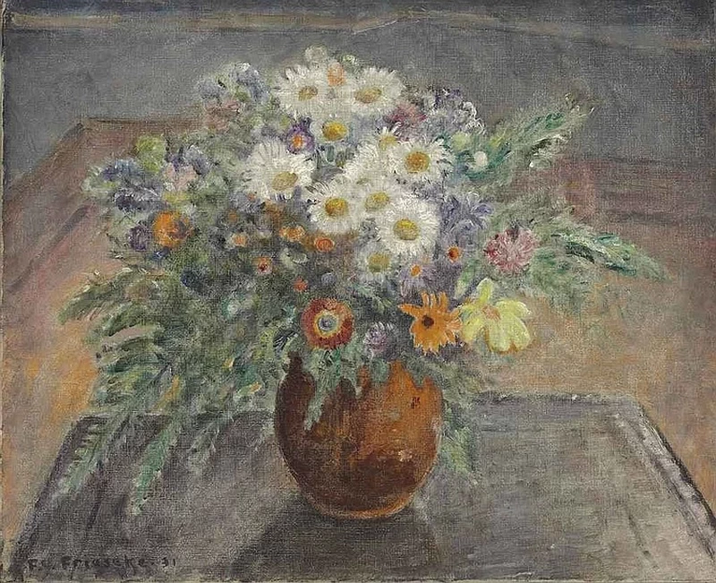 Fiori in un vaso marrone